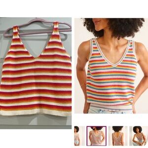 Marine Layer Finley Sweater Tank | 100% Cotton | XS, sunset stripe boho beachy